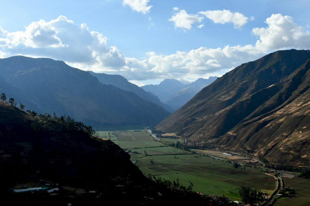 a valley between mountains